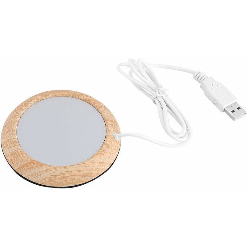 USB Isolation Coasters Creative Grain Tasse Chaleur Boisson Tasse Mat Réchauffeur Bureau Thé Lait Café Feutre Chauffe Pad Coaster(Grain en Bois)