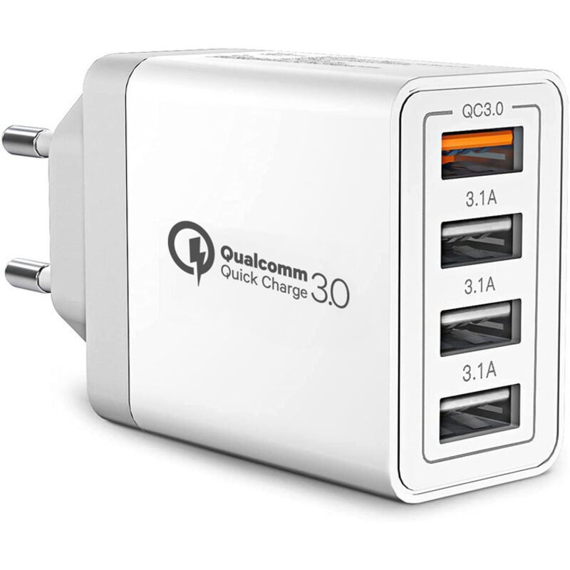 USB-Ladegerät, 40 W, mehrere USB-Anschlüsse, 4-Port-Schnellladefunktion, Samsung QC3.0 USB-Ladeadapter für iPhone 15, 14, 13, 12, 11, 8, XR, Samsung