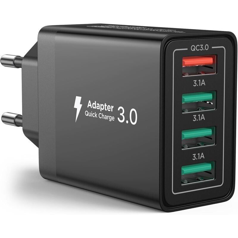 USB-Ladegerät, 40 W, mehrere USB-Steckdosen, schnelles iPhone-Ladegerät, 4-Port-Multisektor-QC 3.0-USBA-Adapter für iPhone 16 15 14 13 12 11 Pro Max