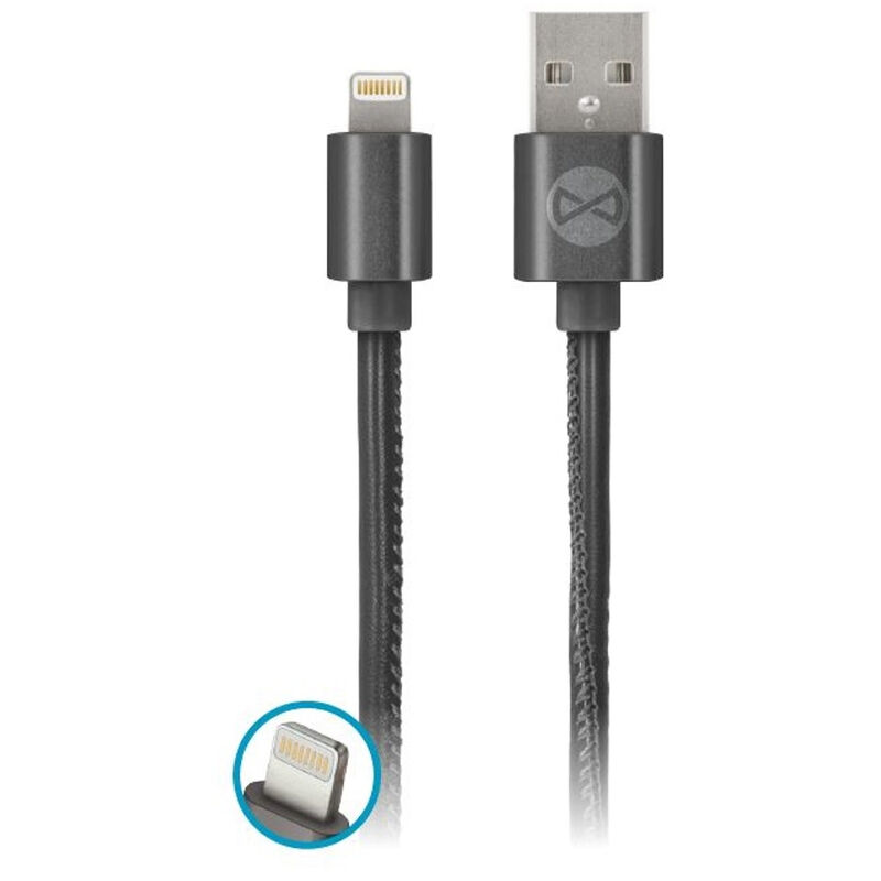 Forever - usb Ladekabel Datenkabel iPhone Kabel aus Kunststoff Leder in Schwarz kompatibel mit iPhone 5 / 5S / se / 6 / 6S / 6 Plus / 7 / 7 Plus / 8