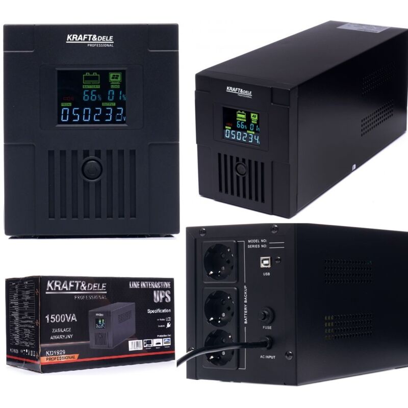 UPS Stromversorgung 1500VA Unterbrechungsfreie USV Anlage Notstromversorgung LCD Display