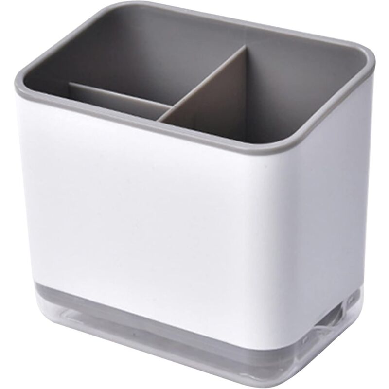 Ersandy - Utensilienhalter, abgedeckter Abtropfständer, multifunktionaler Besteck-Organizer mit 3 Fächern zum Abtropfen von Besteck (grau)