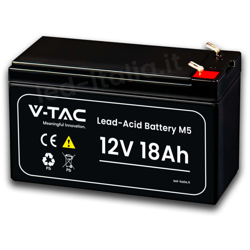 V-TAC 12 V 18 Ah M5 Blei-Säure-Batterie für Alarme, Videoüberwachung, USV 180 x 77 x 168 mm