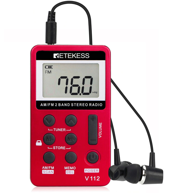 V112 Mini-Tragradio, tragbares Taschenradio, FM AM, wiederaufladbarer Mini-Walkman, Wecker, 3,5-mm-Kopfhöreranschluss, Outdoor, geeignet zum Laufen,