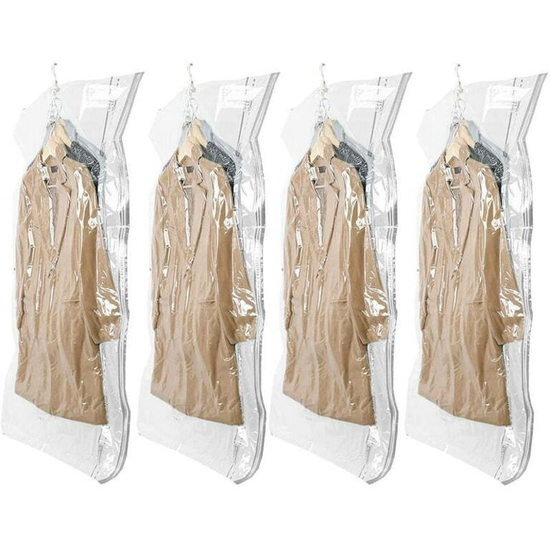 Tonchean - Vakuum-Aufbewahrungsbeutel für hängende Kleidung, 4er-Pack (105 × 70 cm), Vakuumbeutel für Kleidung, Mäntel, Jacken, sparen 80 % Platz,