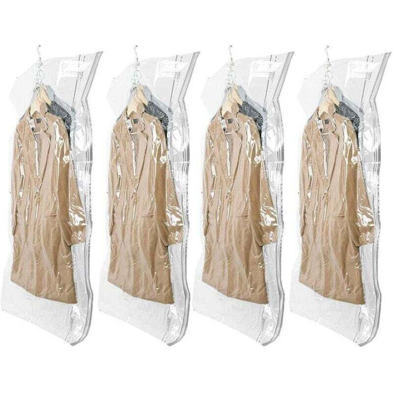 Vakuumbeutel zur Aufbewahrung von hängender Kleidung, 4er-Pack (105 × 70 cm), Vakuumbeutel für Anzüge, Mäntel und Jacken, sparen 80 % Platz,