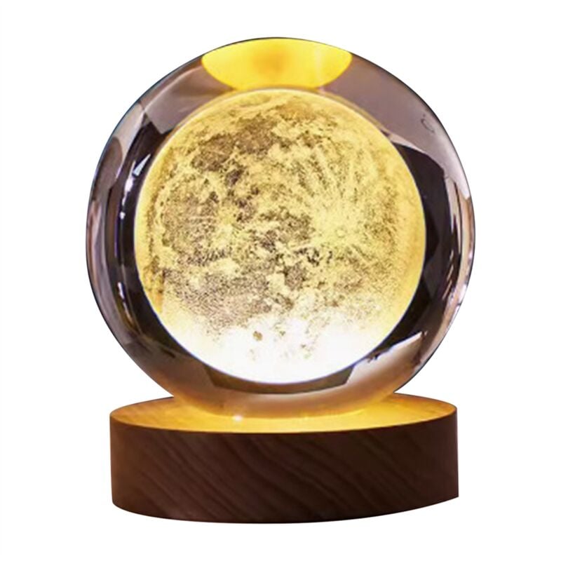 Valentinstag Geschenk Galaxy Kristallkugel Lampe 3D Planet Mond Lampe,B