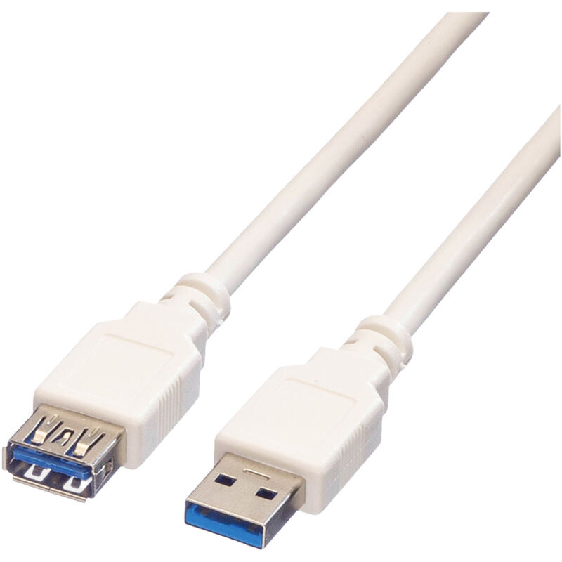 Value - USB-Kabel usb 3.2 Gen1 (usb 3.0 / usb 3.1 Gen1) usb-a Stecker, usb-a Buchse 0.80 m Weiß Geschi