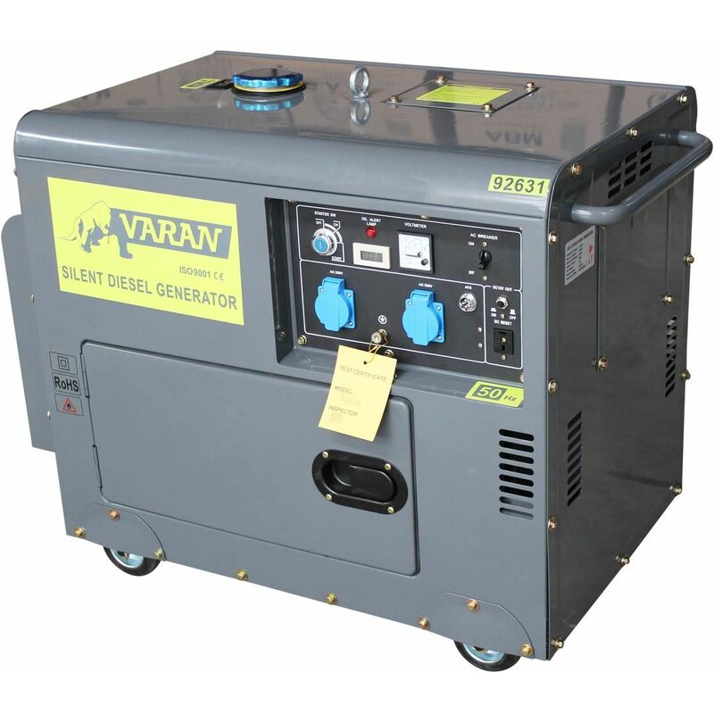 Varan Motors - 92631 GENERATOR STROMERZEUGER STROMAGGREGAT NOTSTROMAGGREGAT 5,5kW 2x230V+12V DIESEL