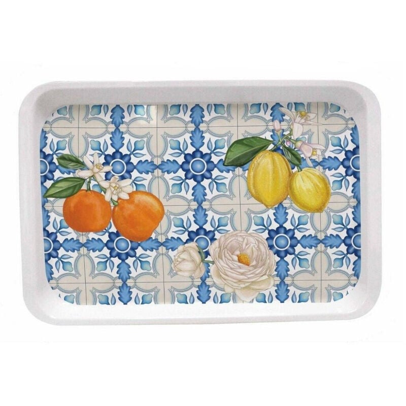 Trade Shop Traesio - Trade Shop - Serviertablett aus Melamin, 30 x 19 cm, mediterranes Design, für Küche, Kaffee, Süßigkeiten -