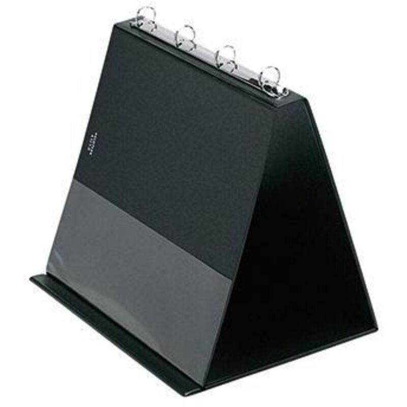 Veloflex - Tischflipchart din A4 quer 4 Ringe Rundmechanik PVC-Folie kartonverstärkt schwarz 10 Hüllen