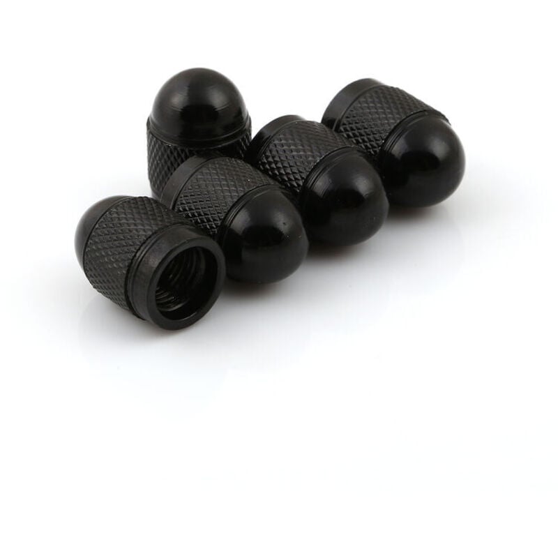 Ventilkappe, Autoreifen-Ventilkappe, elastische Aluminiumlegierung, Autoreifen-Ventilkappe, 5 Stück (schwarz)