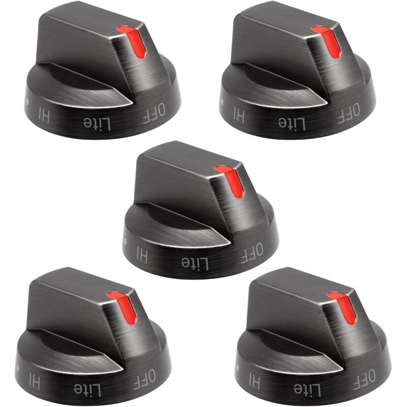 Verbesserter Samsung DG64-00473B Herdknopf, schwarzer Edelstahl-Ersatzknopf für Samsung Gasherde, Samsung Herdknopf-Ersatzteile, 5er-Pack