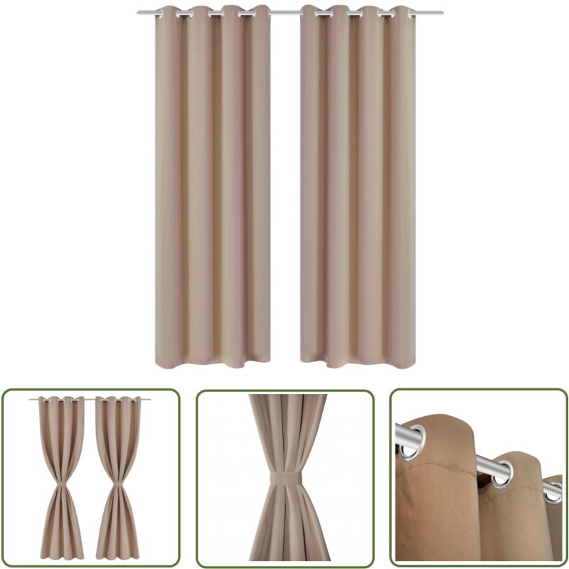 The Living Store - Verdunkelungs-Vorhänge mit Metallringen 135 x 245 cm Creme blackout - Gardinen - Vorhänge - Verdunkelung - Creme