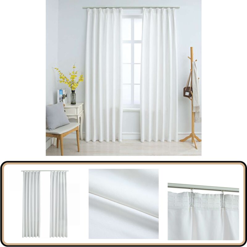 Verdunkelungsvorhänge mit Haken 2 Stk. Grauweiß 140x245 cm - Verdunklungsvorhänge - Grauweiße Vorhänge - Wohnraumdekoration - Vorhänge Für Das