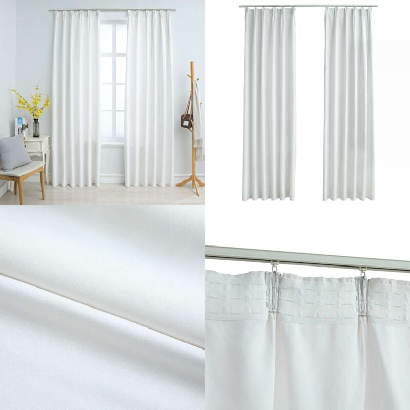 Verdunkelungsvorhänge mit Haken 2 Stk. Grauweiß 140x245 cm - Verdunklungsvorhänge - Grauweiße Vorhänge - Wohnraumdekoration - Vorhänge Für Das
