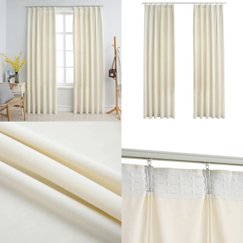 Verdunkelungsvorhänge mit Haken 2 Stk. Samt Creme 140x225cm - Elegante Vorhänge - Samtvorhänge - Cremefarbene Vorhänge - Wohnraumdekoration