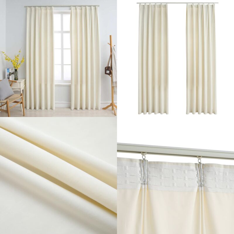 Verdunkelungsvorhänge mit Haken 2 Stk. Samt Creme 140x245cm - Elegante Vorhänge - Samtvorhänge - Cremefarbene Vorhänge - Wohnraumdekoration