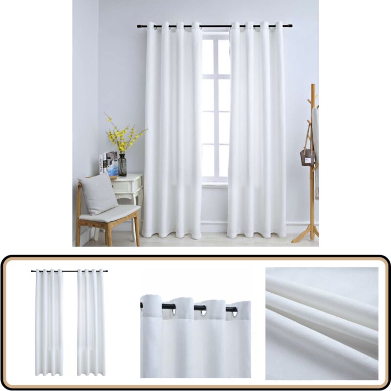 Verdunkelungsvorhänge mit Metallösen 2 Stk. Grauweiß 140x175 cm - Gardinen - Vorhänge - Grauweiße Gardinen - Wohnraumdekoration - Polyestergardine