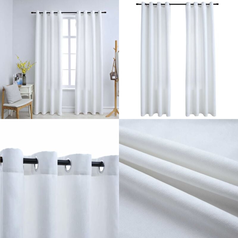 Verdunkelungsvorhänge mit Metallösen 2 Stk. Grauweiß 140x175 cm - Gardinen - Vorhänge - Grauweiße Gardinen - Wohnraumdekoration - Polyestergardine
