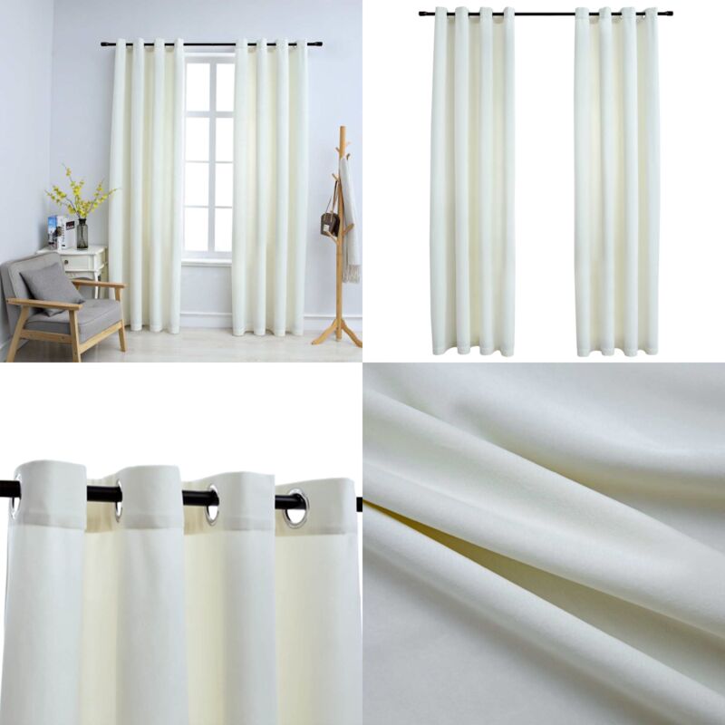 Verdunkelungsvorhänge mit Ösen 2 Stk. Samt Creme 140x225 cm - Elegante Vorhänge - Samtvorhänge - Cremefarbene Vorhänge - Wohnraumdekoration