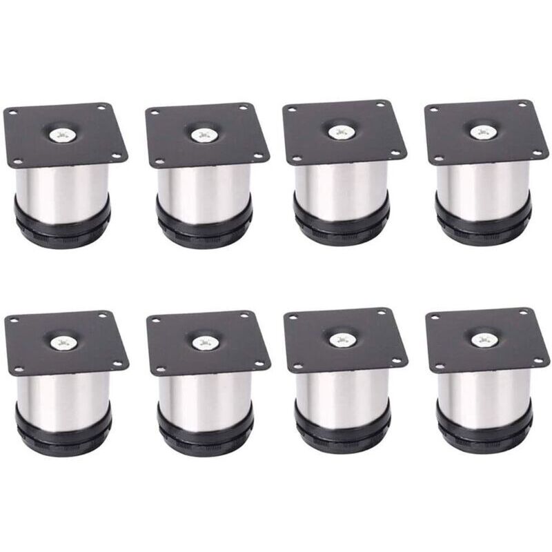 verstellbare Möbelbeine aus Edelstahl, höhenverstellbar, 50 mm, dicke Schrankbeine, Tischbeine, Möbelbeine, gebürsteter Edelstahl, höhenverstellbar,