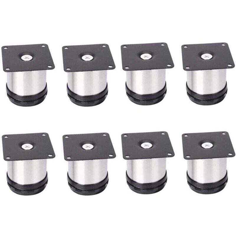 verstellbare Möbelfüße aus Edelstahl, 50 mm höhenverstellbar, verstärkte Schrankfüße, Tischfüße, Möbelfüße, gebürsteter Edelstahl, höhenverstellbar