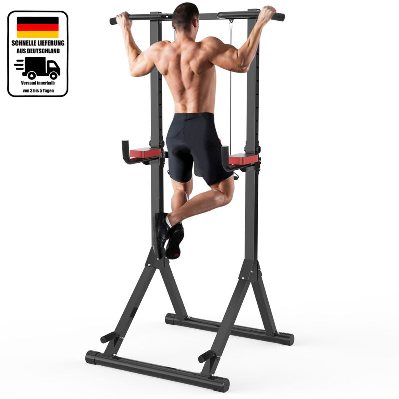 Verstellbarer römischer Stuhl, Klimmzugstange für den Außenbereich auf Ständer, 99 x 112 x 145–240 cm, Tragkraft 150 kg