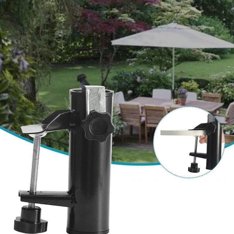 Verstellbarer Sonnenschirmständer für die Terrasse, Schirmhalter mit Feststellschraube, Geländerhalterung, geeignet für verschiedene Pfosten- und