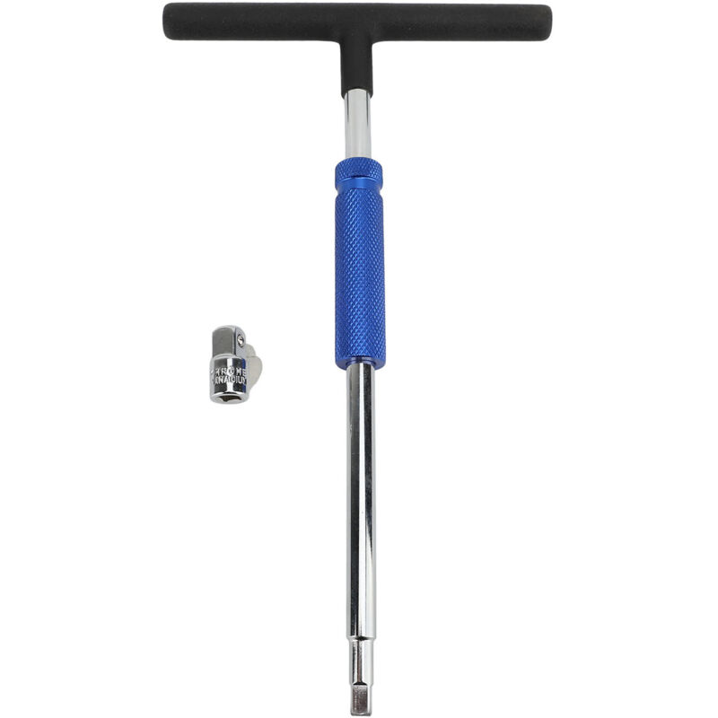 Verstellbarer T-Griff-Schnellschlüssel, 1/4-Zoll-Steckschlüssel mit 1/4-Zoll-auf-3/8-Zoll-Adapter, verchromt