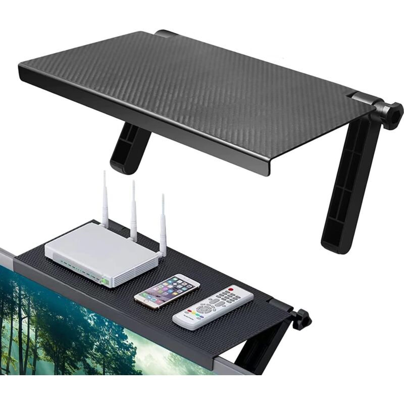 Csparkv - Verstellbares Bildschirmregal, oberes Regal für faltbaren Monitor, TV-Regal, Set-Top-Box-Regal, Bildschirmgestell, faltbarer Monitorständer