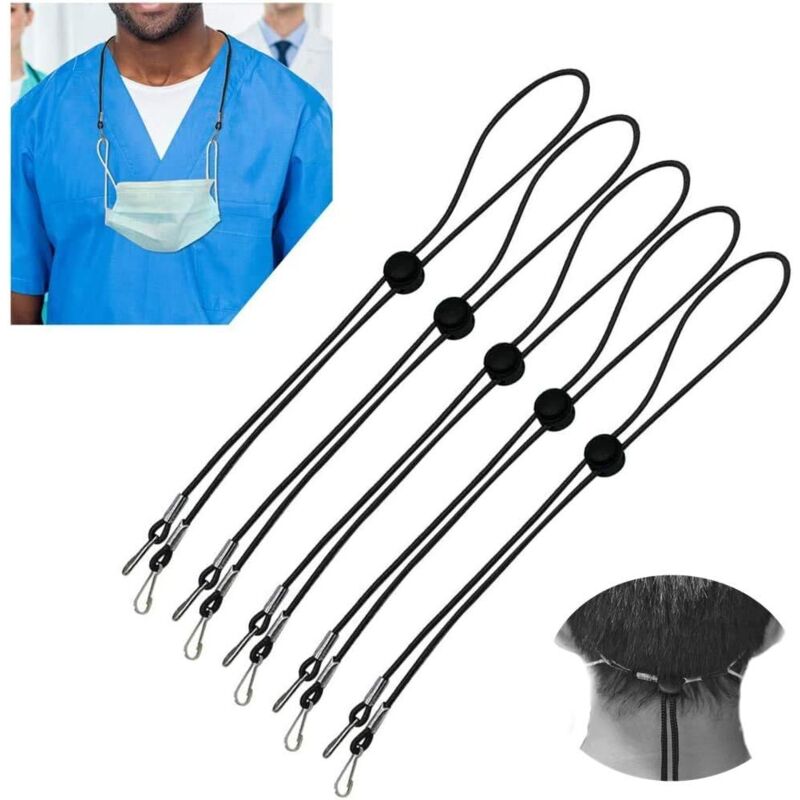 VERSTELLBARES LANYARD MIT HALTERUNGEN für Brillen und Masken 5 Stk