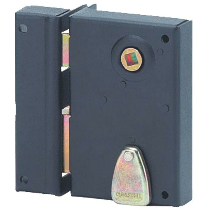 Thirard - Vertikales Schloss mit Nuss, 4 Zuhaltungen 70 x 110 mm - 7 mm Vierkant - links - schwarz Epoxy - 143