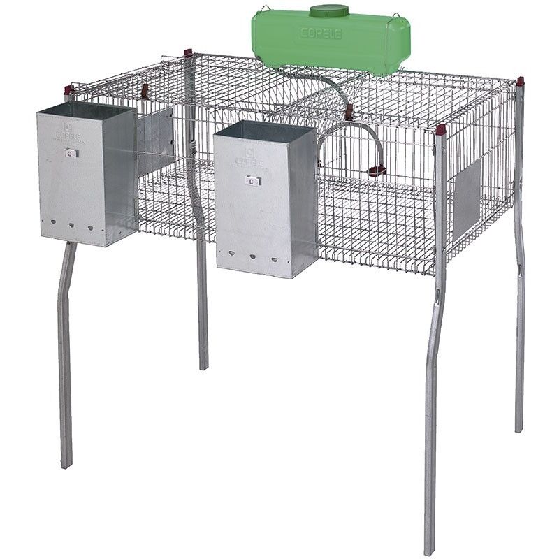 Suinga - Verzinkter Kaninchenkäfig mit Trichtern und Tränken, 2 Abteilungen, Metallboden, 105 x 62 x 99 cm