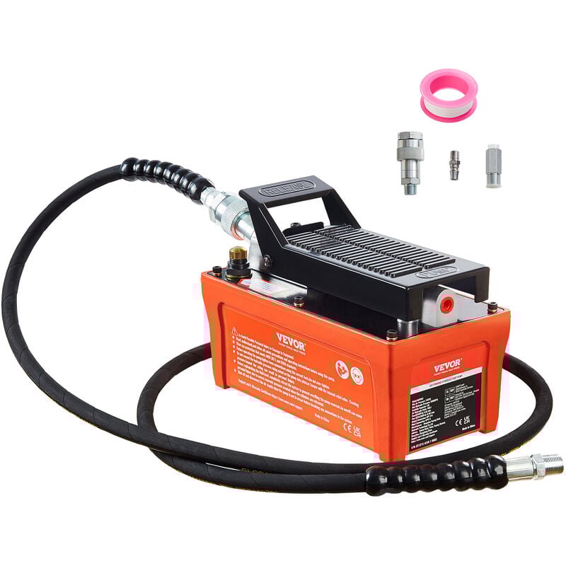 1,6L Lufthydraulische Pumpe 700bar Hydraulikpumpe 0,8L/min (ohne Last) 0,16L/min (Belastung) Hydraulische Fußpumpe mit 2m Schlauch Luft Fußpumpe