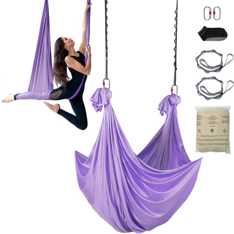Vevor Aerial Yoga Hängematte Set 4 x 2,8 m, Lila Aerial Yoga Swing Air Fliegen, Yoga-Schaukel Hammock Swing 1000 kg Max. Tragfähigkeit, inkl.
