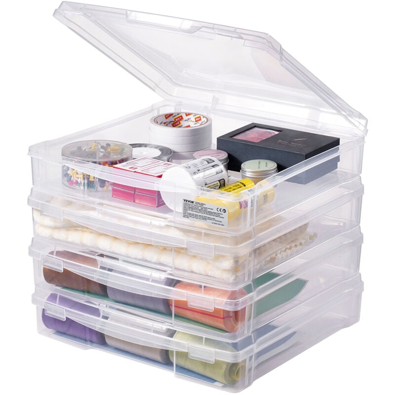 Aufbewahrungsbox für Scrapbook-Papier Fotos Bastelpapier, 4 Stk. stapelbare Brettspielboxen aus Kunststoff zum einfachen Transportieren und