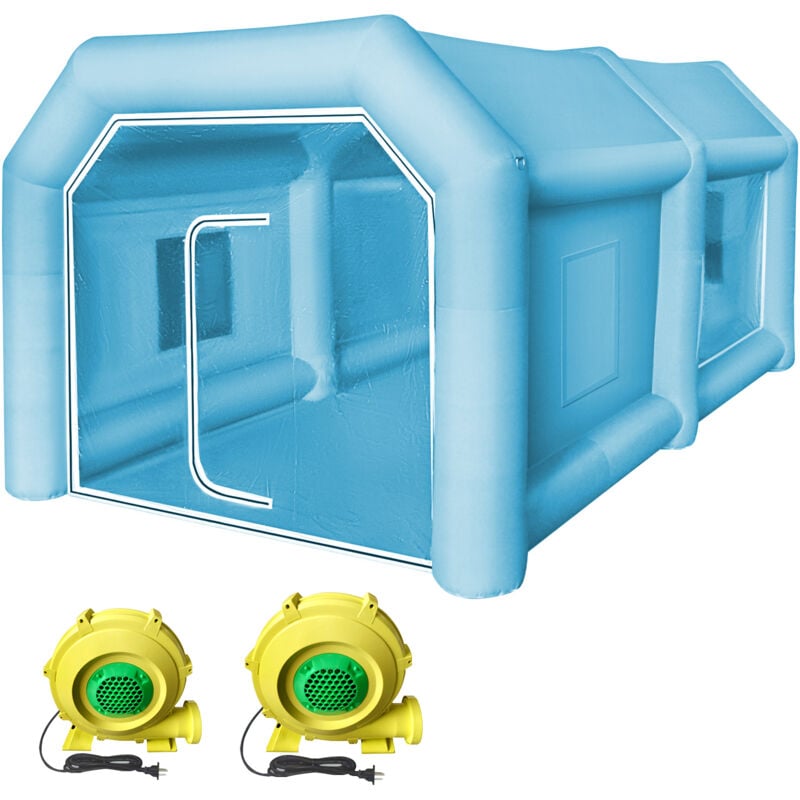 Aufblasbares Spritzkabinenzelt nach Maß, Aufblasbares Lackierkabinenzelt 750 w + 350 w Auto Lackierkabine Arbeitsplatz 210D Oxford-Gewebe mit 2