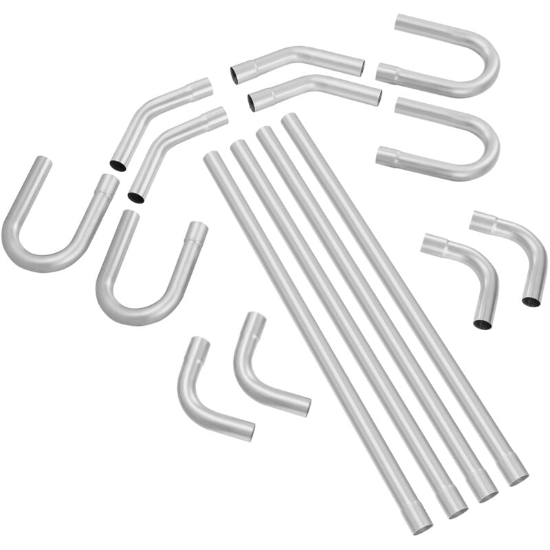 Auspuff-Set 16-teilig diy Universal Auspuff aus verzinktem Stahl 50,8 mm mit Steckverbindung & großem Auspuffrohr, rostfreies Auspuffrohr für