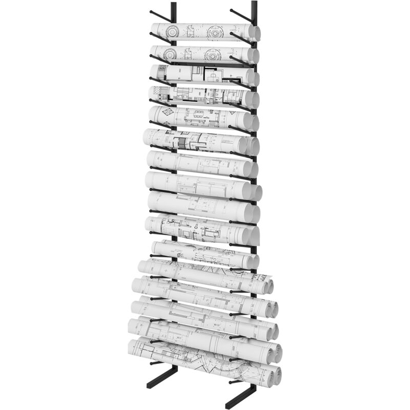 Blaupausen-Aufbewahrungsregal,Hängendes Poster-Präsentationsregal mit 16 Ebenen,Vertikaler Blaupausen-Rollenordnerhalter 2