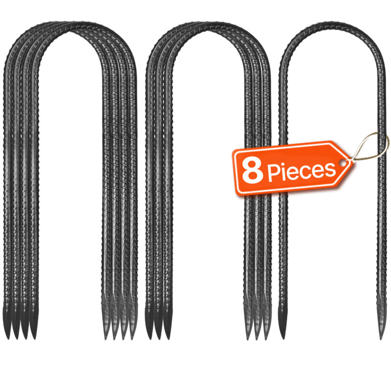VEVOR Bodenanker, 304,8x82,04 mm, U-Typ mit 8 mm Durchmesser, verzinkte Zeltheringe, Erdanker, Erdnägel, Heringe, für Zelten, Vordächern, Camping,