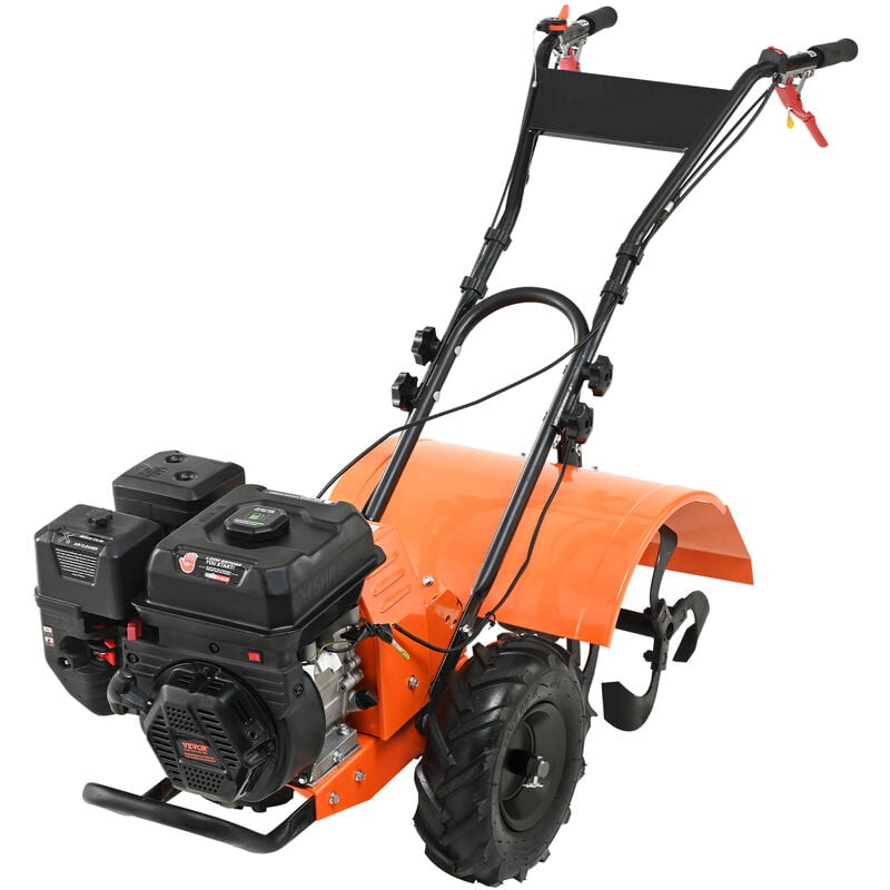 Vevor Gartenfräse 212CC Hubraum Gasbetrieben Motorhacke 490mm Anbaubreite Motorfräse 100mm Kultivierungstiefe Bodenhacke 65Mn Kultivierungsklinge