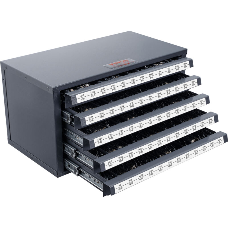 Mophorn - vevor Bohrer-Spender-Schrank, Bohrer-Organizer-Schrank mit fünf Schubladen für 33/64' bis 63/64' Stahl-Bohrer-Spender-Organizer-Schrank mit