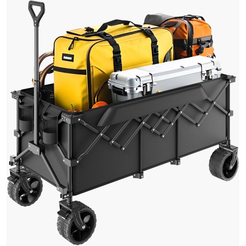 VEVOR Bollerwagen 204 kg, 122x60x61cm faltbarer Transportwagen, Mehrzweckwagen, Handwagen mit Geländerädern, Strandwagen, Gartenwagen für den