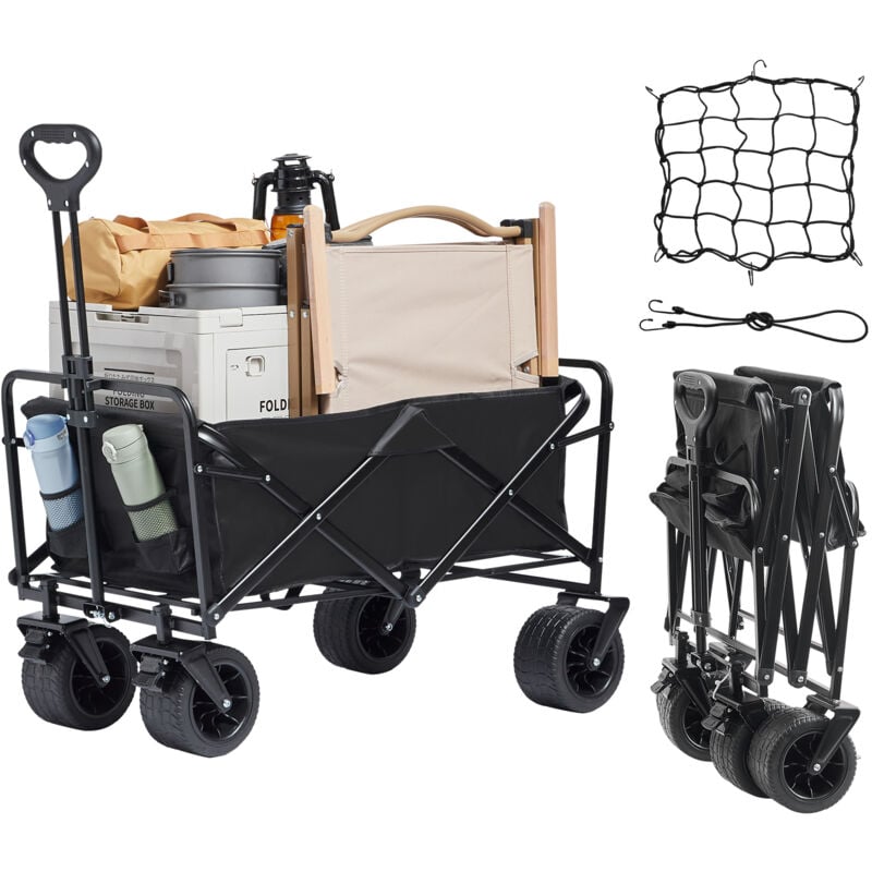 VEVOR Bollerwagen, Strandwagen mit geländegängigen Rädern, robuster zusammenklappbarer Wagen mit einer Tragfähigkeit von 350 Pfund und