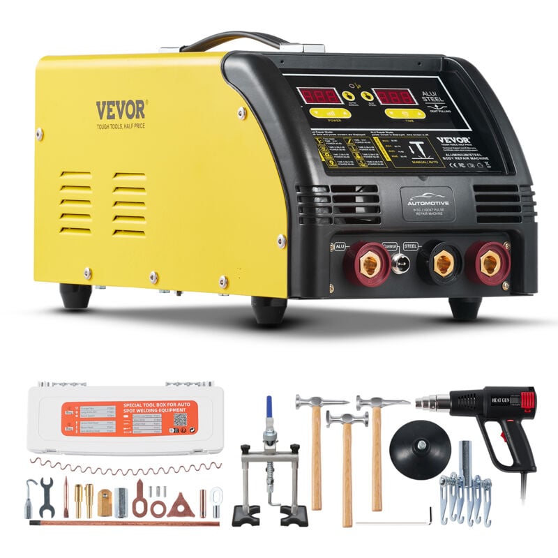 VEVOR Dual Ausbeulspotter Deluxe AL/Fe Dellenreparatur-Set, 5-kW-Schweißgerät mit automatischem/manuellem Schweißen & 10 Modi, Punktschweißgerät für