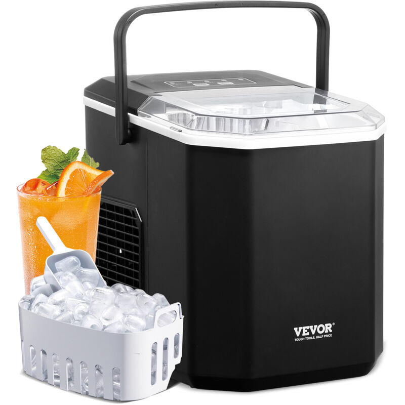 Vevor - Eiswürfelbereiter Eisbereiter Eiswürfelmaschine 9 Würfel in 6 Minuten, 11,8 kg / 24 h, tragbarer Eiswürfelbereiter mit Schaufel & Korb,