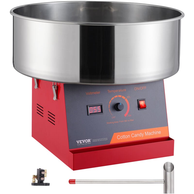 VEVOR Elektrische Zuckerwattemaschine, 1000 W Zuckerwattegeräte, Kommerzielle Zuckerwattemaschine mit Edelstahlschüssel & Zuckerlöffel, Perfekt für
