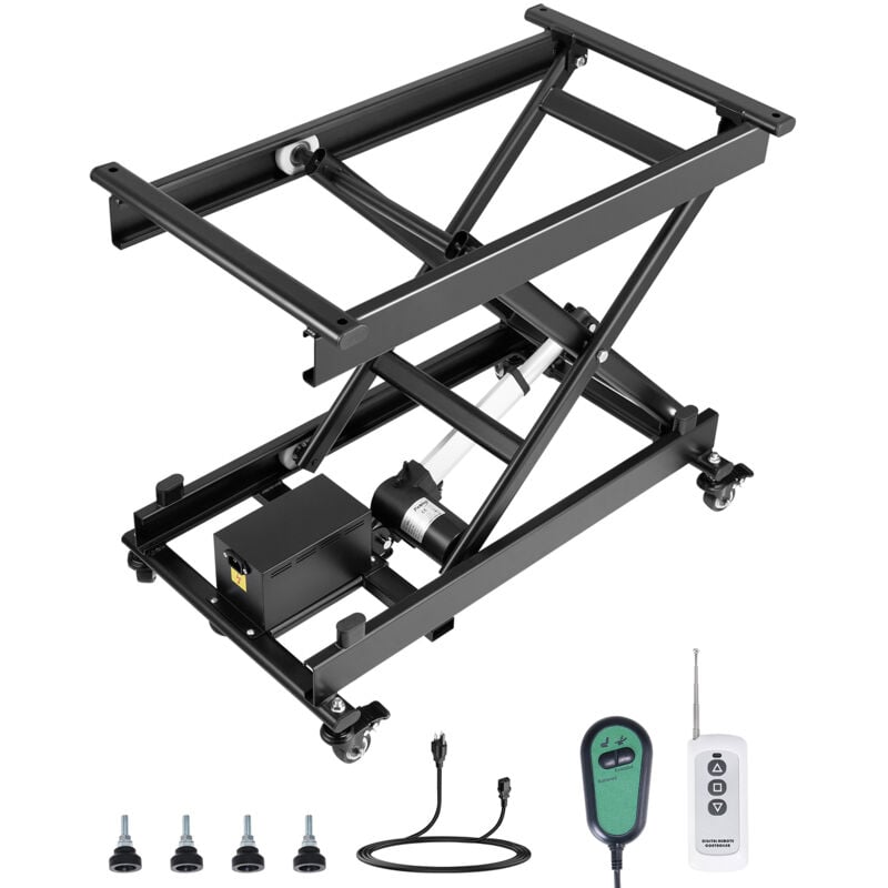 Elektrischer Hubtisch 76x44 cm, 150 kg Tragkraft, Scherenhubtisch, 200 bis 710 mm höhenverstellbare Hebebühne, Couchtischlift mit 4 Rädern, für