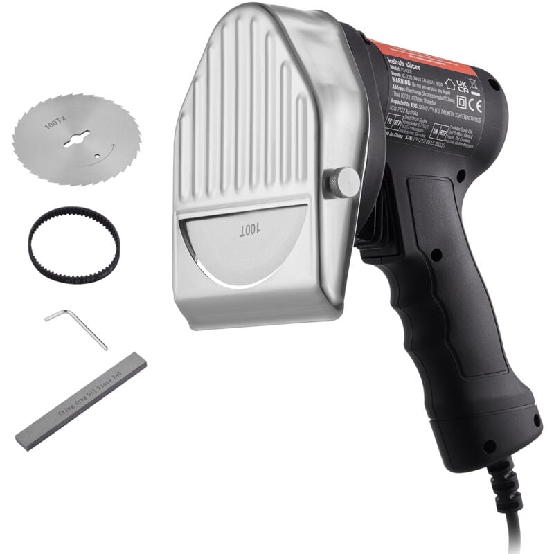 Vevor Elektrisches Schawarma-Messer, 80 w, Türkisches Kebab-Messer, Kommerzieller Gyro-Schneider aus Edelstahl, Döner-Kebab-Fleischschneider mit 2